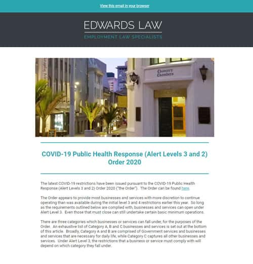 employment law specialist in Auckland hamilton tauranga waikato region edwards law publications august 2020 2