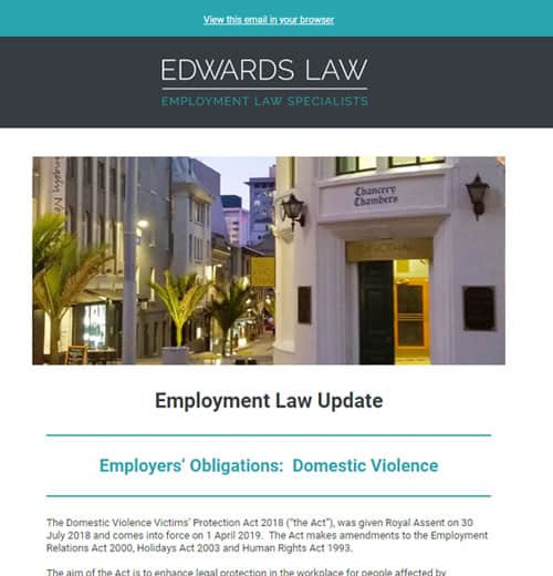employment law specialist in Auckland hamilton tauranga waikato region edwards law publications december 2018